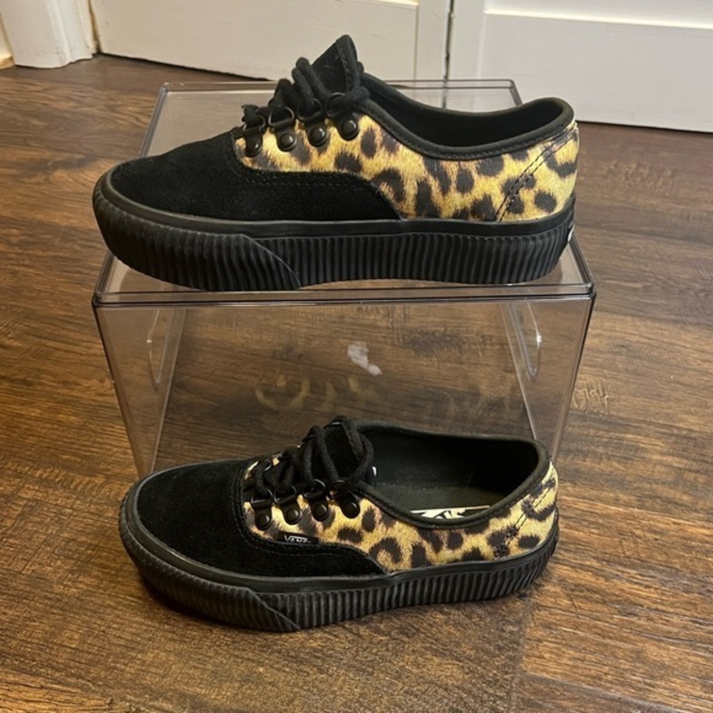 Vans Unisex Authentic Platform Black and Leopard Pattern Sneakers